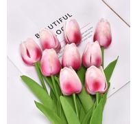 2 tulipanes artificiales realistas para decoración de bodas y hogar, impresionantes flores falsas para todas las ocasiones (rojo rosa)