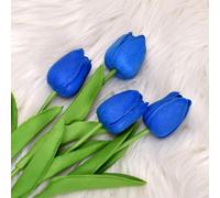 2 tulipanes artificiales realistas para decoración de bodas y hogar, impresionantes flores falsas para todas las ocasiones (azul real)