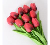 2 tulipanes artificiales realistas para decoración de bodas y hogar, impresionantes flores falsas para todas las ocasiones (vino)