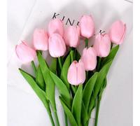 2 tulipanes falsos de tacto real para decoración elegante de bodas y hogar, ramos de vida útil para impresionantes arreglos florales (rosa caramelo)