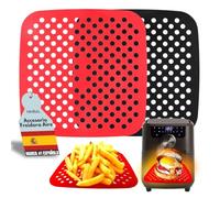 2 Ud - Accesorio de freidora de aire sin aceite | Alfombrilla reutilizable de silicona para el cestillo de air fryer | Almohadilla antiadherente para cesto de horno [Cuadrado] (22cm / 8.5 pulgadas)