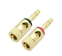 2 uds/1 par de enchufes Banana Conector Banana Chapado en Oro de 4MM con Bloqueo de Tornillo for Conectores de Altavoz de Negro y Rojo