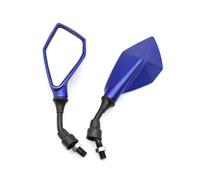 2 Uds 10mm Espejos Retrovisores Motocicleta Gran Angular Ajustable Bicicleta Manillar Lateral Flexible Espejo Retrovisor(Blue)