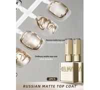 2 uds 15ml Rubbian mate tap coat para uñas, capa de goma transparente de larga duración LED UV fortalece las uñas alto brillo acabado superior uñas de Gel ESMSFC