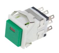 2 uds 17,2 * 17,2mm 3A/250V 6A/125V interruptor de botón cuadrado momentáneo Snap-in 2NO2NC con luz LED de plástico(Green,Momentary)