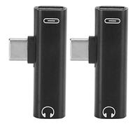 2 Uds 2 En 1 TypeC A 3,5mm Cable De Audio De Asistencia Doblado Libremente Adaptador De Cable De Audio Compatible Con Adaptador Distribuidor De Auriculares(negro)