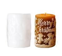 2 uds 3D árbol de Navidad alivio cilindro vela molde silicona letra copo nieve moldes for velas Para Velas(White05)