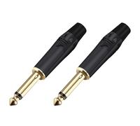 2 uds 6,35 MM silenciador 2 polos Mono 6,35 MM conector de cable chapado en oro conector de micrófono macho de 1/4 pulgadas(2xBlack)