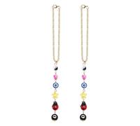 2 Uds Amuleto de Mal de Ojo para Coche, Colgante Decorativo de Mal de Ojo para Coche Cuentas de Yin Yang Estrella Corazón Mariquita Bola 8 Accesorios para Espejo de Coche