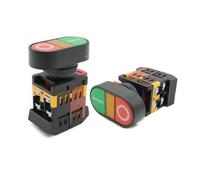 2 uds APBB 22mm 25mm 220V AC encendido/apagado parada de arranque 1 NO NC 2 botones 22N interruptor de botón momentáneo de doble cabeza con luz LED amarilla(220V)