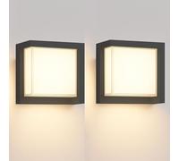 [2 UDS] Aplique Led Exterior Pared 15W Impermeable IP65 2700K 3200K 4000K Luz Ajustable Muro Interior Foco Lámparas Terraza Diseño Cuadrado Negro Apliques Candeeiro El Palique Jardín Dormitorio