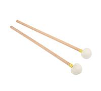 2 uds baquetas de tambor, cabezal de fieltro suave, mango de madera, palo de timbal antideslizante, juego de accesorios para instrumentos para tocar banda (Yellow)
