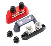 2 uds barra colectora doble pernos Terminal bloque de distribución energía terminales anillo poste par Rojo Negro 12V 150A conector eléctrico para Coches, RV, Barcos