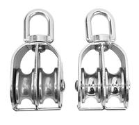 2 Uds Bloque de Polea Doble, Bloque de Polea de Cable M32 Rueda de Rodillo Polea de Rotación de 360 grados de Acero Inoxidable para Elevación de Cable