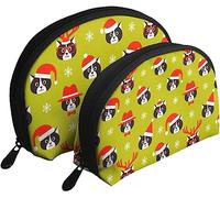 2 uds Bolsas de cosméticos Navidad Gato Santa Navidad Viaje Bolsa de Maquillaje Shell Neceser Bolso de Mujer