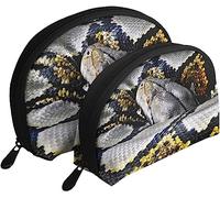 2 uds Bolsas de cosméticos Serpiente pitón reticulada Camuflaje Bolsa de Maquillaje de Viaje Shell Neceser Bolso de Mujer