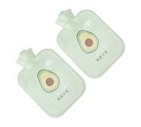 2 Uds Botella De Agua Caliente De Dibujos Animados Material De PVC Linda Bolsa De Agua Caliente De Inyección Portátil Para Otoño Invierno(Fruta de aceite verde)