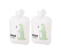 2 Uds Botella De Agua Caliente De Dibujos Animados Material De PVC Linda Bolsa De Agua Caliente De Inyección Portátil Para Otoño Invierno(Pequeño dinosaurio blanco)