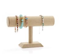 2 uds cadena de joyería, diadema, reloj, collar, pulsera, soporte exhibición, for estante, barra en T, for, expositor Para Pulseras(Khaki Linen)