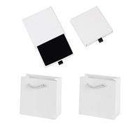 2 Uds Cajón y Bolsas De Regalo De Joyería, Juego De Almacenamiento Blanco, Caja De Exhibición y Embalaje