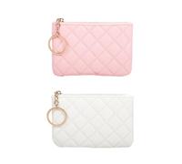 2 Uds Cartera con Patrón De Diamantes Cartera De Mujer Cartera De Cuero PU Cartera Portátil Cartera Corta