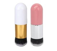 2 uds Cepillo de Base tamaño de Bolsillo Mezcla líquida Cepillo de Maquillaje sintético con Mango de Madera de Alta Densidad