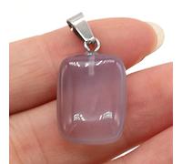 2 uds, Colgante de piedra natural, ágatas rectangulares, cristal arcoíris para hacer joyas, collar DIY, regalo, 15x25mm-Grey_Agate