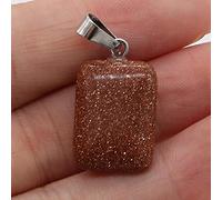 2 uds, Colgante de piedra natural, ágatas rectangulares, cristal arcoíris para hacer joyas, collar DIY, regalo, 15x25mm-Gold_Sand