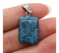 2 uds, Colgante de piedra natural, ágatas rectangulares, cristal arcoíris para hacer joyas, collar DIY, regalo, 15x25mm-Blue_Crazy_Agate