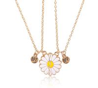 2 Uds Collar de Margaritas a Juego, Lindo Collares de la Amistad para 2 Margarita Collar para Mejor Amiga Collar de Girasol Regalo para Cumpleaños día de San Valentín (Oro)