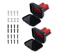 2 Uds Conectores Rápidos de 50A con Soporte y Tapa, Calibre 12-6 AWG Conector Rápido Batería 12V-36V Enchufe SB50 Impermeable para Coche Caravana Cabrestante Barco Remolque (Rojo)