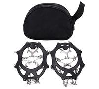 2 uds. Crampones de Montañismo de 12 Dientes para Exteriores, cubrezapatos Antideslizantes de Acero Inoxidable, Color Negro (M 35x27x20cm/13,78x10,63x7,87 Pulgadas)