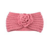 2 uds. Diademas tejidas con rosas for mujer, diadema ancha de ganchillo for otoño e invierno, accesorios for el cabello Bandana turbante Para Mujer(Rose pink)