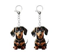 2 Uds Etiquetas De Coche De Perro De Oreja Larga Etiquetas Acrílicas Etiquetas De Perro Lindas Llaveros De Perro Salchicha Etiquetas De Regalo