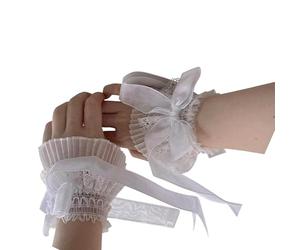 2 uds Fundas de mangas de encaje elásticas, decoraciones de lazos, muñequeras de encaje para mujer para espectáculos de danza y fiestas temáticas, muñequeras elásticas