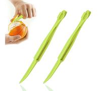 2 uds herramienta para pelar naranjas, removedor de cáscara de limón y naranja, dispositivo de apertura de frutas de cocina de plástico, verde