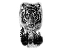 2 uds hoja superior manga del brazo tatuaje corona León Tigre Lobo cabeza impermeable tatuaje temporal pegatina for mujeres y hombres(2pcs)