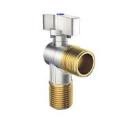 2 Uds Latón Grifo De Agua Caliente Y Fría Válvula Angular G1/2 "baño Cocina Fregadero Parada Conexión Inodoro Regulador Presión para Fregadero, Cocina y Baño(Cold water valve)