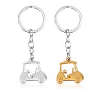 2 Uds Llavero de Carrito de Golf, Llavero de Golf de Aleación de Zinc Llavero de Carrito de Golf Plateado y Dorado Brillante Llaveros Estilo Golf para Hombre Amantes del Golf