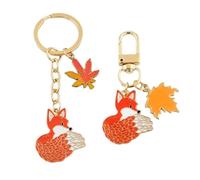 2 Uds Llaveros De Hoja De Arce De Zorro, Lindos Llaveros De Animales, Interesantes Dijes para Bolsos, Llaveros De Metal Creativos