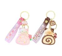 2 Uds Llaveros De Rollo De Pastel De Gato, Llaveros Lindos De Dibujos Animados, Cole De Rollo De Pastel De PVC, Accesorios De Bolso para Niñas, Llaveros De Regalo Creativos