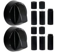 2 uds Manija perillas mando Universal para Horno Incluye 10 Adaptador,Perillas de Control para todas las Marcas de Horno,Placa de Cocción y Cocina,Mandos Cocina Gas Botones de Interruptor-Negro