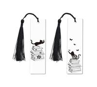 2 Uds Marcapáginas Con Patrón De Gato, Marcapáginas Acrílicos, Marcapáginas Transparentes, Marcapáginas Con Borlas, Marcapáginas De Regalo