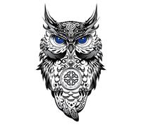 2 uds mariposa búho pluma flor hojas tatuajes temporales arte corporal brazo piernas tatuajes pegatina tatuajes impermeables(Blue)