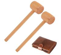 2 uds martillo de madera herramientas artesanales para cuero, mazo de carpintero DIY tallado martillo de haya, martillo pequeño para golpear en la espalda para aliviar la fatiga