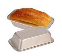 2 Uds. Molde de Pan Rectangular de Acero Al Carbono 25.4 x 6.3 x 6cm Revestimiento Antiadherente Molde para Pan y Pasteles para Cocina Casera, Hornear Pan(Oro)