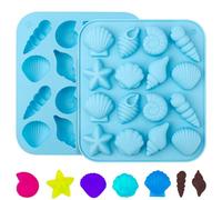 2 Uds Moldes de Conchas Marinas, Molde Silicona Concha Marina Molde Animales Marinos Caracol Estrella de Mar Moldes de Dulces Chocolate para Hornear Manualidades de Bricolaje (Azul)
