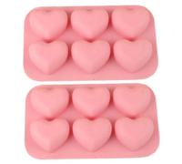 2 uds moldes de corazón de silicona 6 cavidades seguras Cuite 3D moldes de Chocolate de corazón para el Día de San Valentín para dulces cubitos de hielo gelatina de jabón de resina