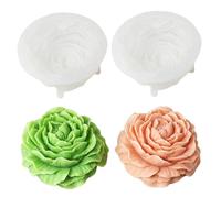 2 uds moldes de flores de silicona moldes de jabón de simulación de peonía 3D perfectos para pasteles magdalenas dul