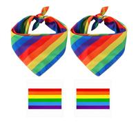 2 uds pañuelo para la cabeza, 2 uds pegatinas de cara de arcoíris, juego de pañuelo para la cabeza, diademas multicolores, accesorios de ropa para mujer, diademas de baile